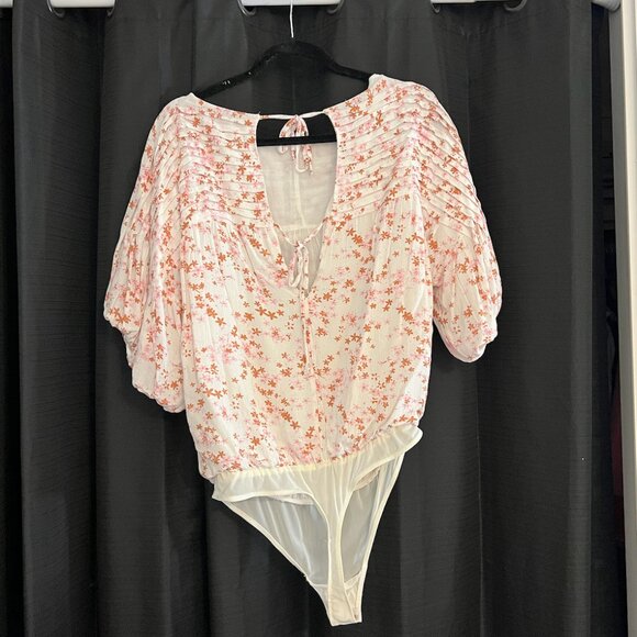 NWT Free People Dessa Woven Floral Bodysuit - Ivory Combo - Picture 5 of 7